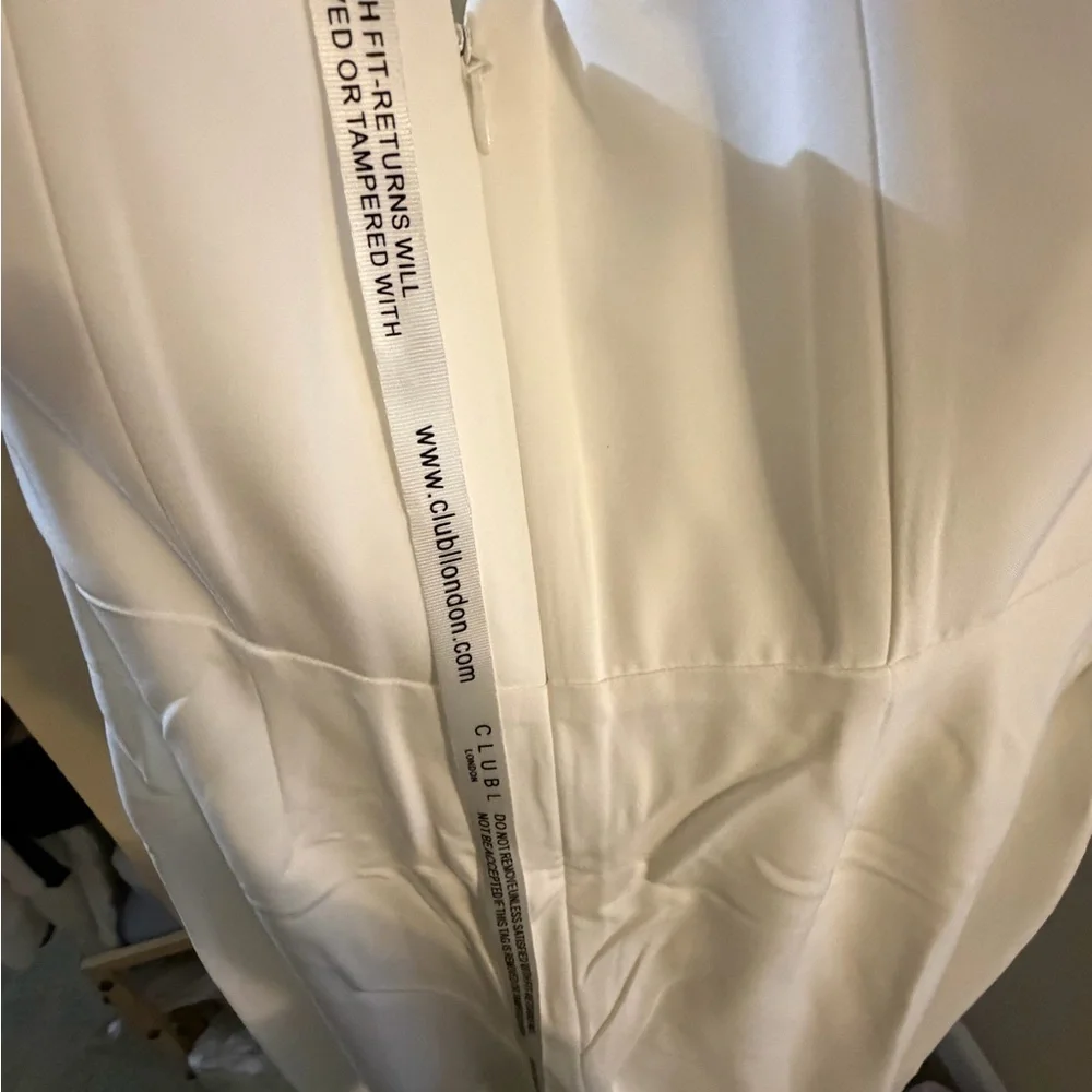 Club L London White Strapless Wide-Leg Jumpsuit - Picture 5 of 7